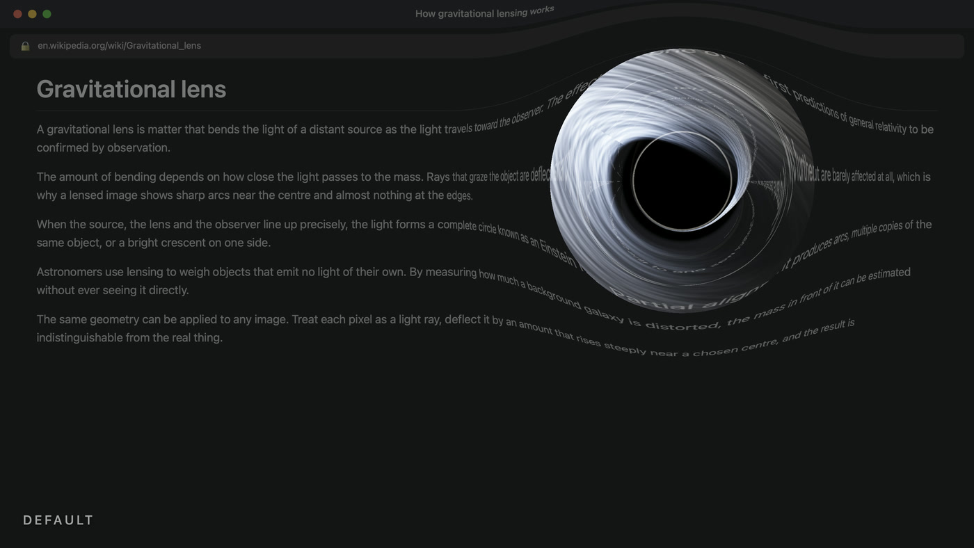 Default — Black Hole for Mac Black Hole for Mac in the Default style — the balanced accretion disk seen at a shallow angle